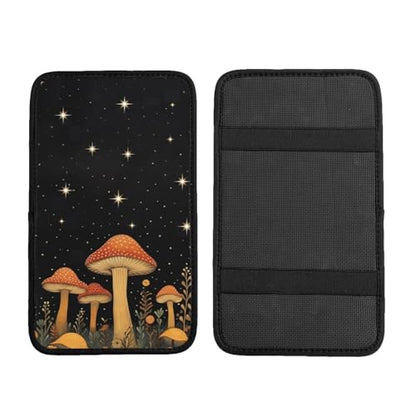 Universal Car Center Console Cushion Pad, Red Mushroom Under Night Sky Soft Waterproof Car Center Console Cover Auto Armrest Seat Box Cover Protector for Most Vehicle SUV Truck Car - color: Red Mushroom Under Night Sky