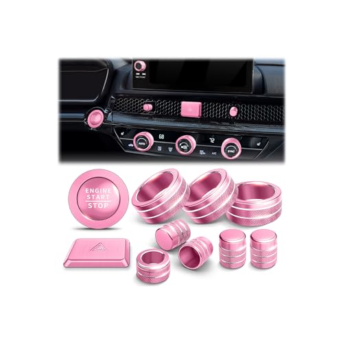 Polodunn for Honda Civic 2022-2026 Accessories, CRV 2023-2026 & Acura Ingetra 2023-2026 (Fit 9" Screen/ 1 Audio Knob), 11pcs Knob Cover Kit - Hazard Light, Push Start, Audio, AC & Air Vent (Pink) - color: Pink, size: 1 Audio Knob Screen