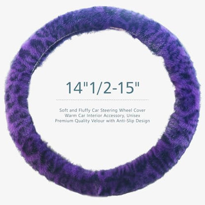 ZHOL Purple Leopard Cheetah Steering Wheel Cover for Women Girls, Anti-Slip High Elastic Breathable Car Steering Wheel Cover, Universal 15 Inch Fit for Cars, Auto, SUVs - color: Cheetah Purple