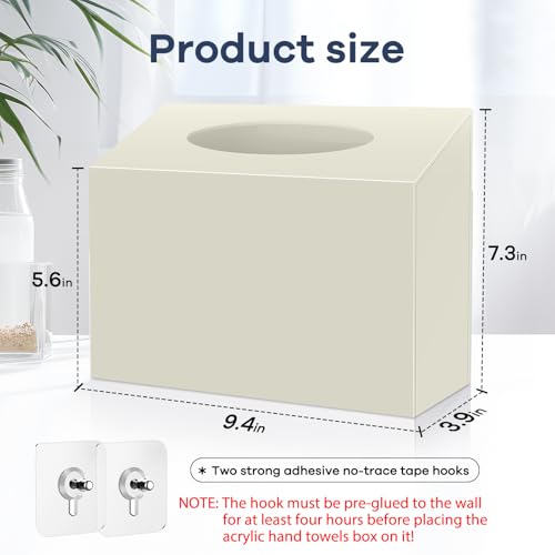 Acrylic Hand Towel Box Cover Compatible with Kleenex Disposable Hand Towels Wall-Mounted Paper Towel Dispenser Suitable for Tabletop, Bathroom, Car, and Office Use Valentine's Day Gifts (Beige) - color: Beige