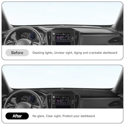 Dashboard Cover Mat for Subaru 2025 2026 Forester Accessories Black Flannel Material Anti-Slip Dash Cover Mat Sunshade Glare UV Rays Protector - size: for Subaru 2025-2026 Forester