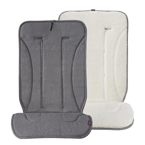 Momcozy Reversible Stroller Cushion | Universal Breathable Stroller Liner | Winter Warm Car Seat Liners | Crib Carriage Cushion Pad | Plush for Winter Use ＆Soft Fabric for All-Season Comfort - color: Gray