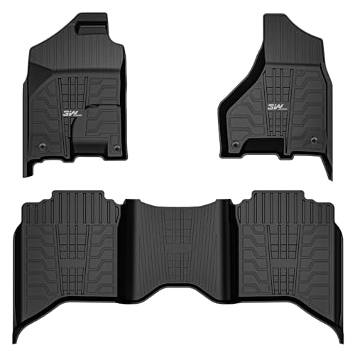 3W Floor Mats Fit for 2013-2018 Dodge Ram 1500/2500/3500 Crew Cab, 2019-2024 Ram 1500 Classic Crew Cab All Weather TPE Custom Fit Accessories Floor Liner for Dodge Full Set Car Mats - size: 13-18 Ram 1500 Floor Mats