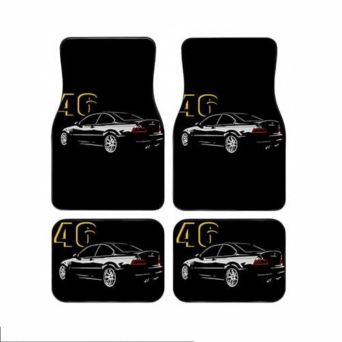 Universal Fit Car Floor Mats Set of 4Pcs, E46 Car Print All-Weather Front Rear Car Carpet Mats, Non-Slip Car Floor Mat Car Accessories for Automotive Trucks SUV Sedans Vans - color: E46 Car Print