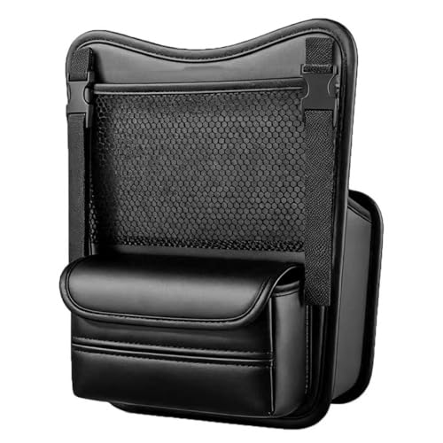 Car Console Organizer Storage Between Seats, Seat Storage Large Capacity in Between Car Seat Catcher, Hanging Leather Purse Holder Bag for Middle Console Armrest Auto Accessories for Women(Black) - color: Black
