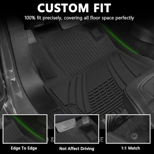 Floor Mats Custom Fit for 2007-2011 Toyota Camry, TPE All-Weather Toyota Camry Floor Mat Front & 2nd Row 3pcs, Anti-Slip Waterproof Odorless Easy Clean - Black - size: Toyota, style: Toyota Camry 07-11