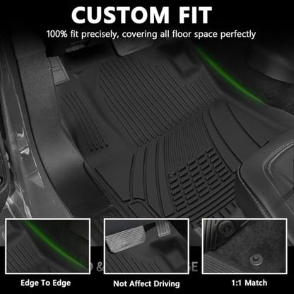 Floor Mats Custom Fit for 2007-2011 Toyota Camry, TPE All-Weather Toyota Camry Floor Mat Front & 2nd Row 3pcs, Anti-Slip Waterproof Odorless Easy Clean - Black - size: Toyota, style: Toyota Camry 07-11