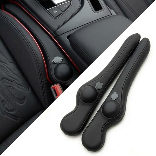 Inflatable Car Seat Gap Filler Strip - 2Pcs Leather Foldable Seat Gap Plug Blocker,Stop Dropping Items,Soft Interior Accessories for All Cars (Black) - color: Black