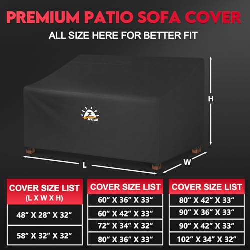 Zettum Patio Sofa Cover 80 Inch - 600D Outdoor Couch Cover Furniture Cover Waterproof & Heavy Duty, Large 3-Seater Bench Cover for Outside Sofa, Loveseat, Couch, Glider and Bench - 80 x 36 x 33 Inch - size: 80 x 36 x 33 Inch