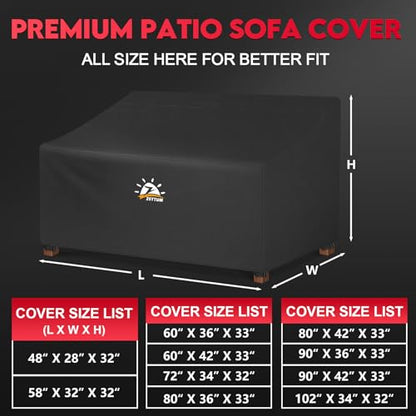 Zettum Patio Loveseat Cover 60 Inch - 600D Outdoor Couch Cover Furniture Sofa Cover Waterproof Heavy Duty, 2-Seater Bench Cover for Outside Sofa, Loveseat, Couch, Bench and Glider - 60 x 42 x 33 Inch - size: 60 x 42 x 33 Inch