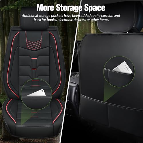 Nilight Car Seat Covers Compatible with 2005-2024 Tacoma Waterproof Wear-Resistant Faux Leather Anti Slip Cushion Set (2 PCS Front Seats Cover) - color: Front Sets 2 Seat, style: Toyota Tacoma 2005-2024