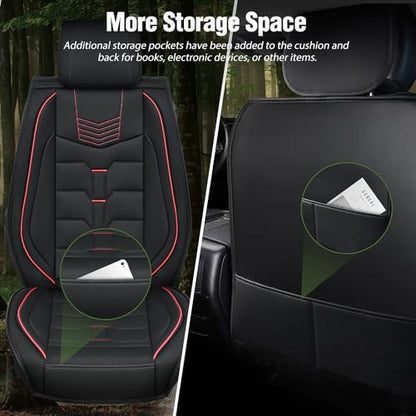 Nilight Car Seat Covers Compatible with 2005-2024 Tacoma Waterproof Wear-Resistant Faux Leather Anti Slip Cushion Set (2 PCS Front Seats Cover) - color: Front Sets 2 Seat, style: Toyota Tacoma 2005-2024