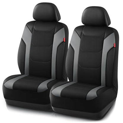Rubbermaid Leather Car Seat Cover – Universal Front Seat Cover, Airbag Compatible, Easy to Install, Water-Resistant and Durable Automotive Seat Cover for Cars, Trucks, SUVs, Vans – Gray - color: Gray