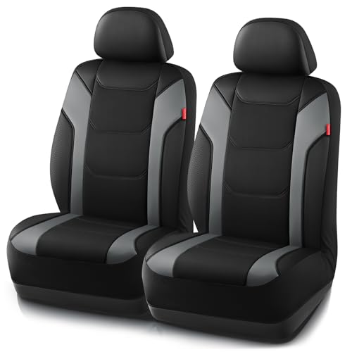 Rubbermaid Leather Car Seat Cover – Universal Front Seat Cover, Airbag Compatible, Easy to Install, Water-Resistant and Durable Automotive Seat Cover for Cars, Trucks, SUVs, Vans – Gray - color: Gray