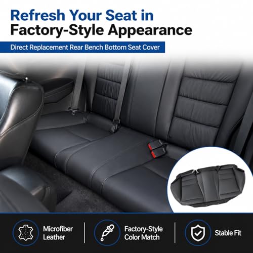 NLQR Black Rear Bench Bottom Replacement Seat Cover Compatible with Honda Accord 2008 2009 2010 2011 2012 - color: Black