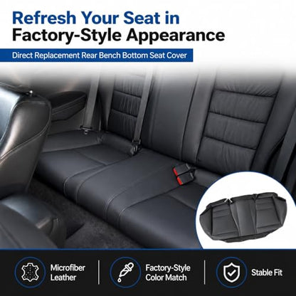 NLQR Black Rear Bench Bottom Replacement Seat Cover Compatible with Honda Accord 2008 2009 2010 2011 2012 - color: Black