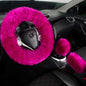 Fuzzy Genuine Sheepskin Steering Wheel Cover Set for Women Parents-Fluffy Soft Australian Merino Wool Wrap with Gear Shift and Hand Brake Covers, Cozy Stylish Luxury Car Accessories (Hot Pink) - color: Hot Pink