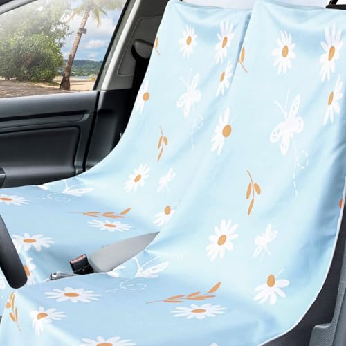 Hahafelt Car Seat Towel Covers with Storage Bag, 63 x 32 Inch Universal Non Slip Waterproof Sweat Protector for Car Truck, Gym Swimming Running, Machine Washable(2 Pack,Daisy) - style: Daisy