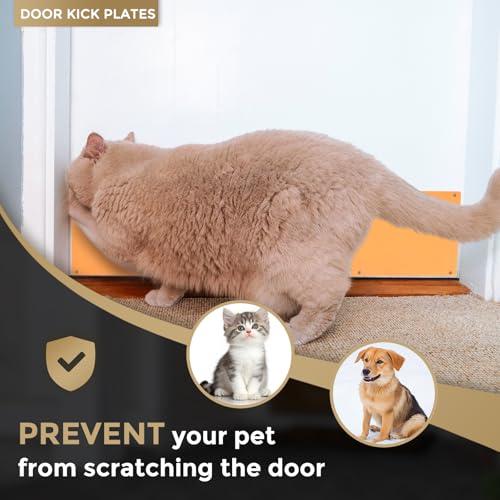 uxcell Door Kick Plate, 6 x 34 Inches Anodized Aluminum Kick Plate Door Plate, 1.5mm (1/16 Inch) Thickness, for Exterior Front Door or Back Door, Copper Gold (Single Pack) - color: Copper Gold, size: 6 x 34 Inch