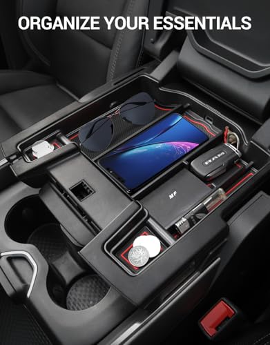 Center Console Organizer Tray for Dodge RAM 1500 2500 3500 Armrest Storage Box Accessories 2026 2025 2024 2023 2022 2021 2020 2019 - size: Center Console Organizer