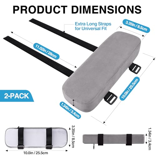 Smiry Ergonomic Office Chair Armrest Pads, Memory Foam Arm Rest Covers, Non-Slip Armrest Cushion with Adjustable Buckles and Straps, Elbow Relief for Desk, Gaming & Wheelchair (Grey, Set of 2) - color: Grey