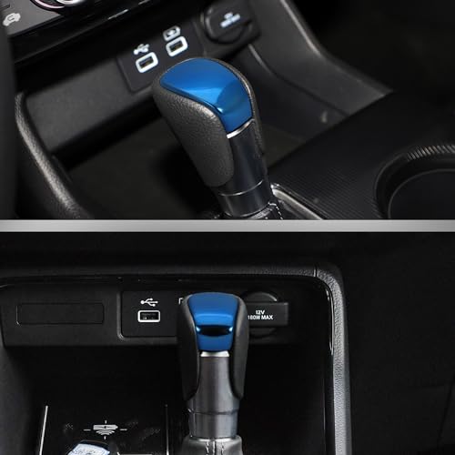 TOMALL Stainless Steel Car Gear Shift Knob Cover Trim Compatible with Honda Civic 11th 2022 2023 Shifter Panel Trim Gear Lever Cover for Car Interior Center Console Accessories (Blue) - color: Stainless Gear-Blue