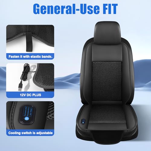 Cooling Car Seat Cushion – 3 Speeds Adjustable Ventilated Car Seat Cover for Cars Without AC, Breathable Automotive Cooling Seat Covers for Cars, 12V Plug & Play, Black (1 Pack) - color: BLACK