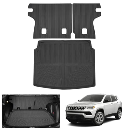 Cartist Cargo Mat for Jeep Compass 2017-2025 2026, All Weather Cargo Mat for Compass Accessories, Heavy Duty Trunk Mat with Backrest Mat, Car Accessories - size: 1)Jeep Compass 17-26