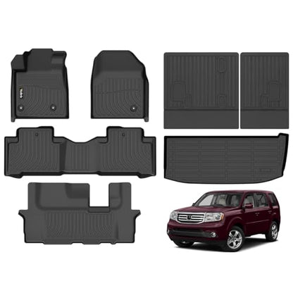 Wailtnb- Floor Mats & Cargo Mats Set Fit Honda Pilot 2015-2009 All Weather Floor Liners for 2015 2014 2013 2012 2021 2010 2009 Pilot Trunk Liner for Honda Pilot Full Sets Accessories - style: 44|For Honda Pilot | 2009-2015 | Backrest Set