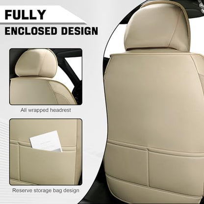 Car Seat Cover for KIA Soul 2010-2025, Driver's Seat Covers,Non-Slip Waterproof seat Cover,Wear-Resistant Nappa Leather car seat Covers. (Standard 2 Seats/Beign) - color: Beige, size: Standard 2 Seats