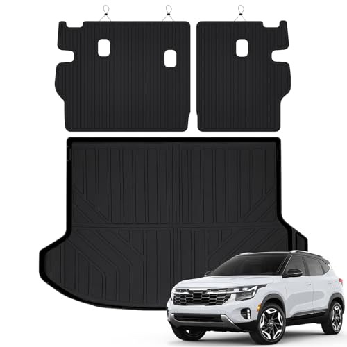 Cargo Mat for 2021-2025 2026 Kia Seltos & Backrest Mat,TPE All Weather Protection Car Trunk Mat Covering The Backrest Mat with Velcro Fastener Accessories