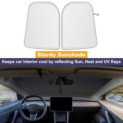 EcoNour Tesla Windshield Sun Shade for Model 3/Y 2017-2026, Foldable Front Window Sunshade Heat & UV Blocker for Tesla Interior Accessories - size: Custom Size - Tesla Model-3 & Model-Y