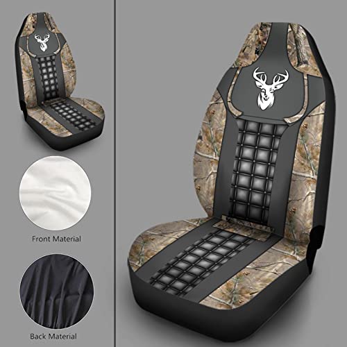 Howilath Forest Deer Pattern Front Seat Cover 2 Pcs, Universal Vehicle Seat Protector Mat Covers, Fit Most Cars, Sedan, SUV, Van Truck - color: Forest Deer