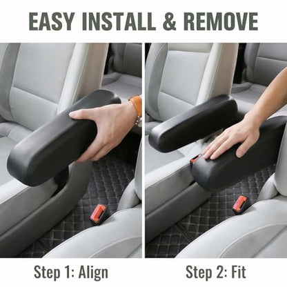 JDDRY Car Front Seat Armrest Covers Vinyl Leather,Car Armrest Protectors,Auto Arm Rest Cover Replacement,Universal for MPV/SUV/Truck(Black,2PC) - color: Black-2PC