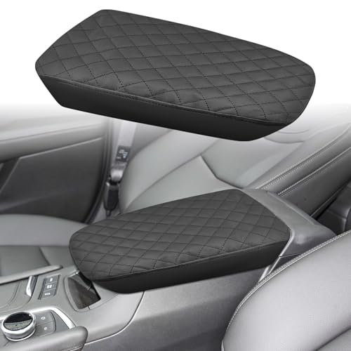 Center Console Cover Compatible with Cadillac XT5 2016-2023 XT6 2020-2025, Leather Middle Console Armrest Lid Cover Protector, Anti-Scratch, Black