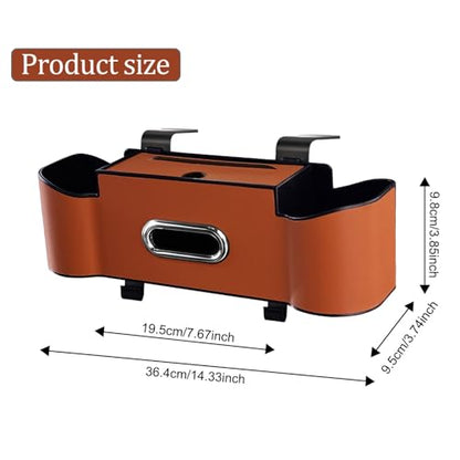 Backseat Car Organizers,4 in 1 Multifunctional Car Back Seat Storage Box with Drink Cup Holder Tissue Box, for Hold Phone,Snacks, Drinks, Handbag (LightBrown) - color: LightBrown