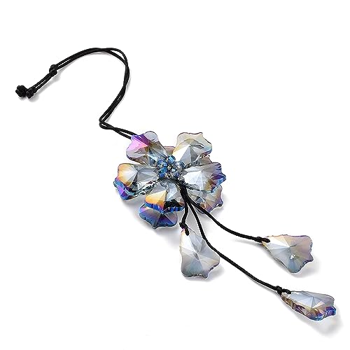 Crystal Flower Car Rear View Mirror Pendant Suncatcher Ornament for Automotive Decoration Accessories Interior Rearview Mirror Hanging Charm, Colorful - color: Flower - Colorful