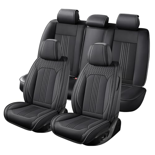 Car Seat Covers Full Set Fit for Legacy Nappa Leather Breathable Durable Easy to Clean Covers for Sedan Interior Upgrade All Weather Protection Anti Slip Full Coverage(Black Full Set) - color: Black, size: Fit for Legacy Full Set