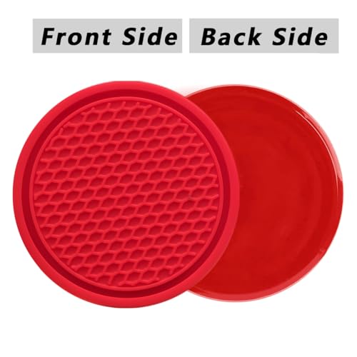 ZSDY Car Cup Coaster, 4PCS Universal Auto Non-Slip Cup Holder Embedded in Ornaments Silicone Coaster, Car Interior Accessories Sets, Red - color: Red