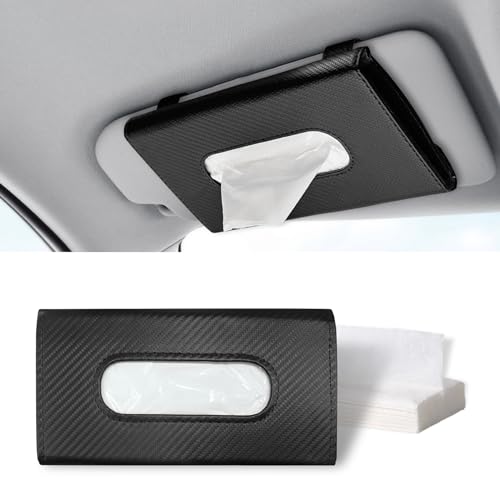 ASUBHA Car Tissue Holder, Sun Visor Organizer, Rectangular Sun Visor Napkin, Visor Accessories Car Napkin Holder Universal for Cars, SUVs, Trucks (Black) - color: Black