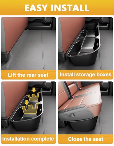 Tuyoung Under Seat Storage Boxes Compatible with 2015-2026 Ford F-150 F150 SuperCrew Cab, 2017-2026 F-250/F-350/F-450/F-550 Super Duty, Heavy Duty Rear Truck Under Back Seat Box Organizer Cargo Box - size: 15-26 Ford F150 & 17-26 F250 F350 F450 F550