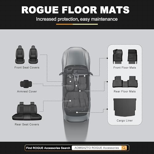 AOMSAZTO Floor Mats & Cargo Liner Compatible with Nissan Rogue 2021–2026 (Not for Sport) | All Weather Heavy Duty Car Floor Liners for S, SV, SL, Platinum Trims - style: 9)21-25 Rogue Floor & Cargo Mats
