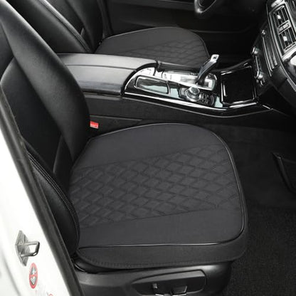 West Llama Linen Front Car Seat Cover Protector Anti-Slip Bottom Seat Cover Fits 95% of Vehicles,Wrapping Around The Bottom,Diamond Pattern(Black-2Pcs) - color: Diamond Pattern-Black, size: 2 Piece Linen