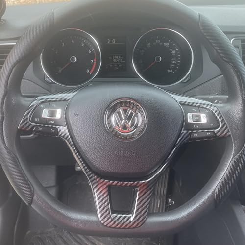 Sport Style Carbon Fiber Print Steering Wheel Cover Trim for VW Volkswagen Atlas Tiguan Golf Jetta Passat - color: A