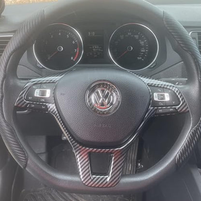 Sport Style Carbon Fiber Print Steering Wheel Cover Trim for VW Volkswagen Atlas Tiguan Golf Jetta Passat - color: A