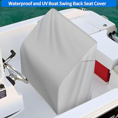 Waterproof Boat Swing Back Seat Cover, 600D Marine Grade Polyester Canvas Swingback Cooler Seat Cover,Grey
