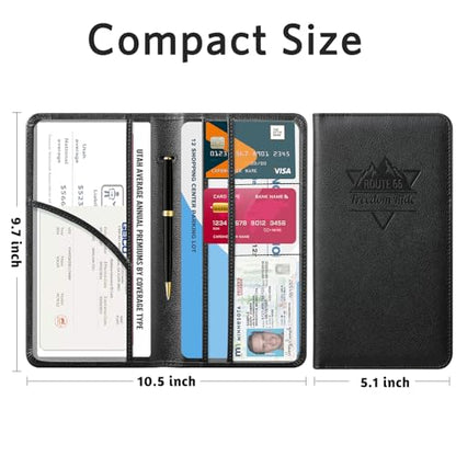 CoBak Car Registration and Insurance Holder - Vehicle Glove Box Car Organizer,Auto Truck Comparment Accessories Case with Magnetic Closure for Driver License,Cards - color: L-Route Peak Black