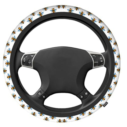 Swono Bee Cute Steering Wheel Cover Universal 15 Inch Cartoon Bees Black and Yellow Neoprene Car Steering Wheel Covers Stretchy Car Accessories for Women - color: multi-054