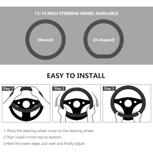 Car Steering Wheel Cover, 13 to 14 Inches Non-Slip Soft Silicone Steering Wheel Protector, Stretchable Elastic Steering Wheel Cover Fits Most Cars for Men and Women (Black) - color: Black