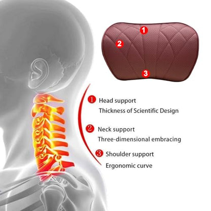 2 Packs Car Neck Pillow for BMW X3 X5 X1 X2 X4 X6 X7 1 2 3 4 5 6 7 Series Car Soft PU Leather Headrest and 100% Memory Foam Car Seat Pillow Head Neck RestCushion Accessories (Red)
